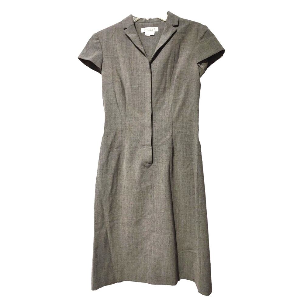 Phoebe Sheath Shirt Dress Knee Length Hidden Buttons Cap Sleeve Gray Womens Sz 2